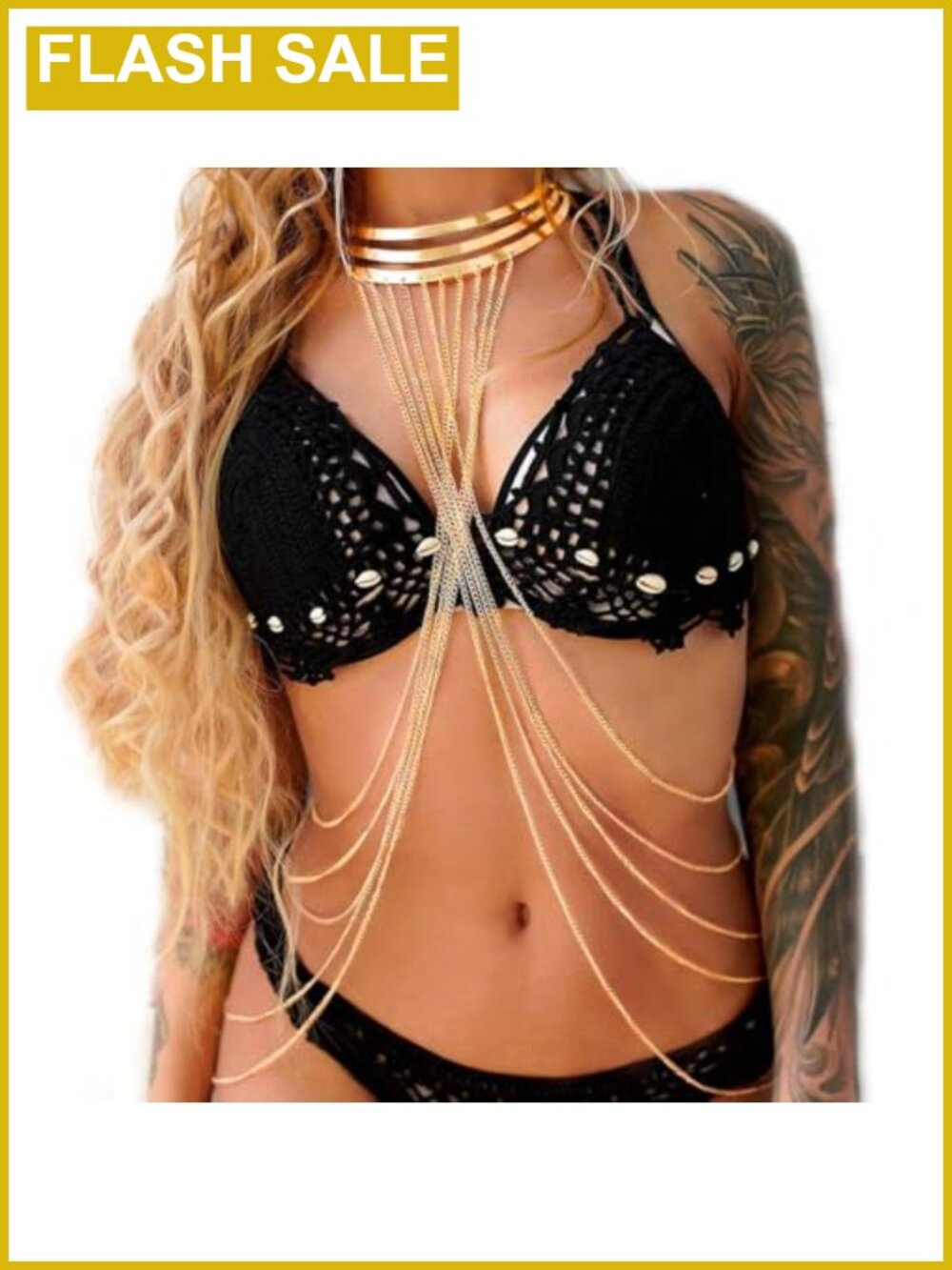 Gold Body Chain Necklace Shoulder Chains Jewelry Adjustable Extender